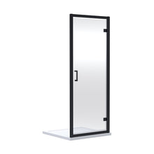 Nuie Rene 1900 X 760mm Hinged Shower Door Contemporary Matt Black Aluminium 1900x750x44mm - JJ Building Materials