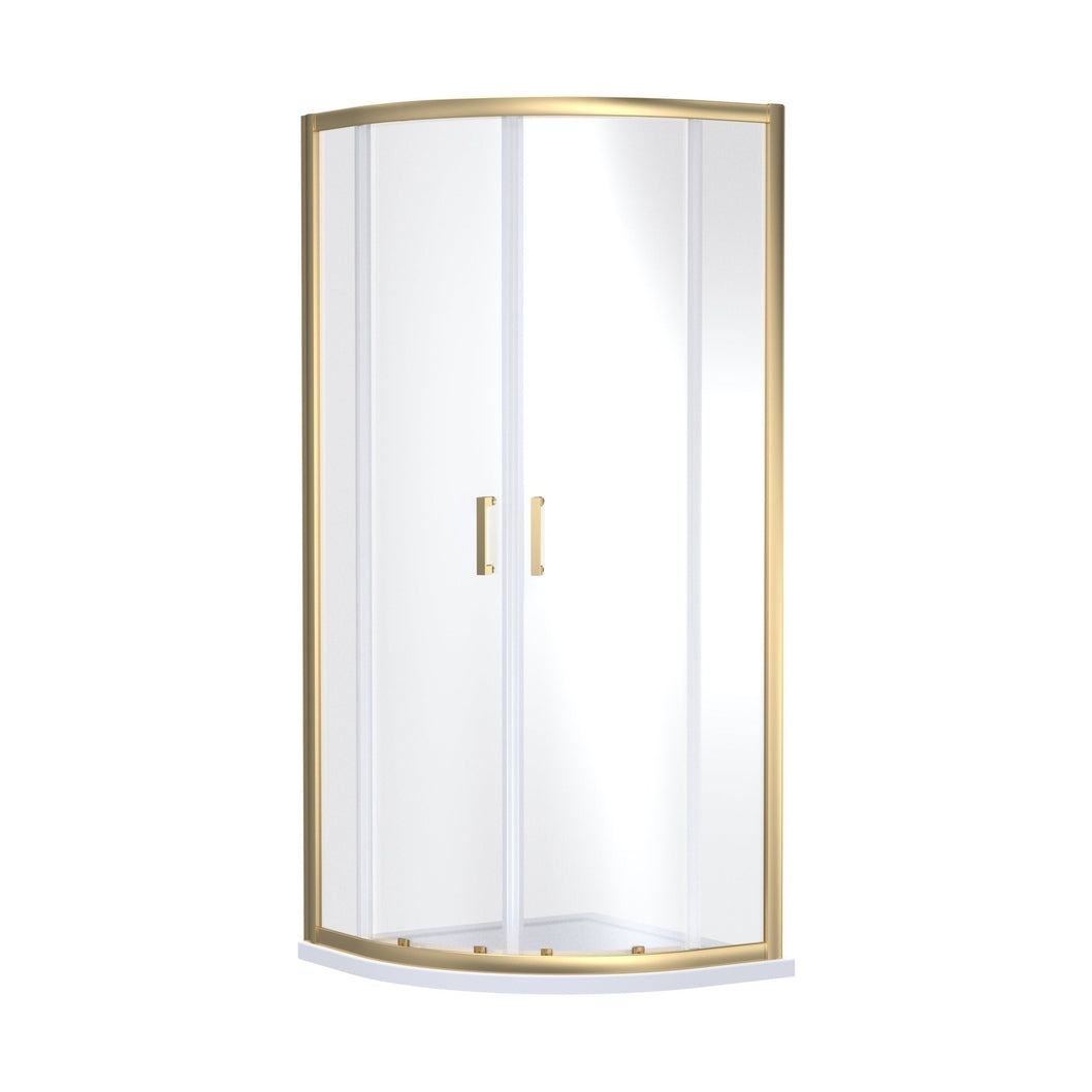 Nuie Rene 1900 X 800 X 800mm Quandrant Shower Enclosure Contemporary Brushed Brass Aluminium 1900x780x780mm - JJ Building Materials