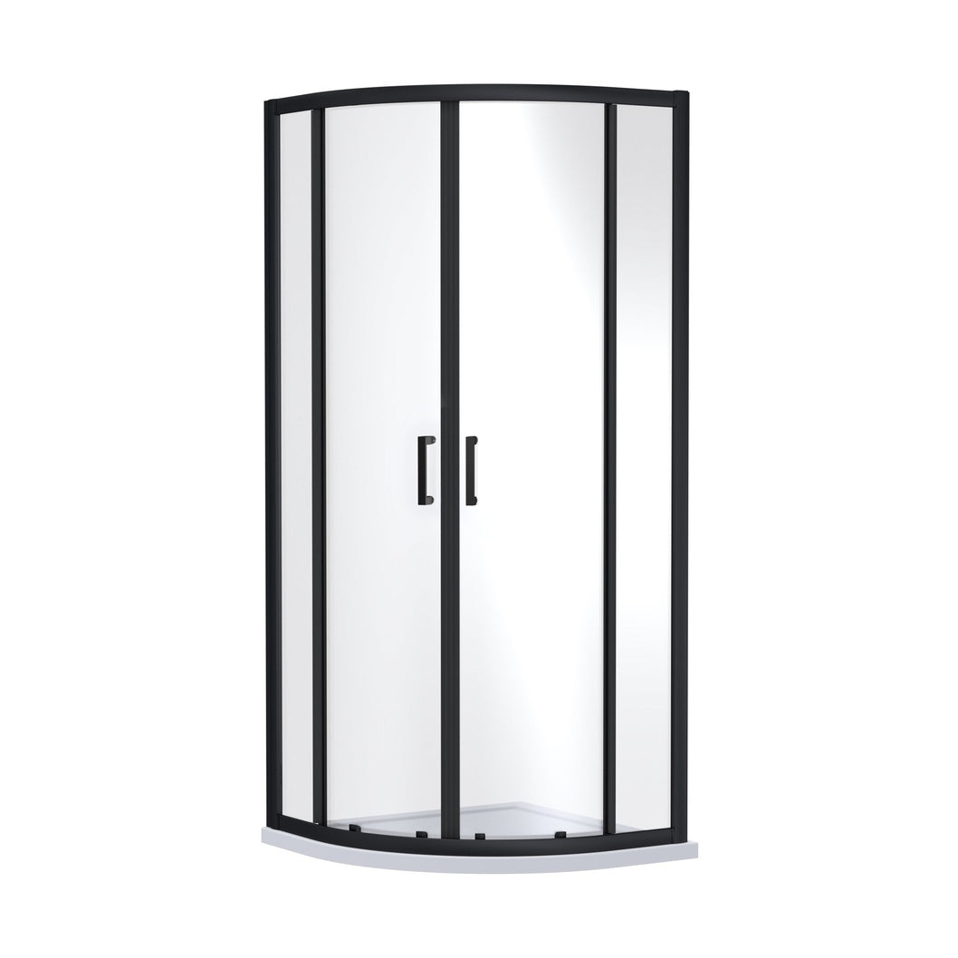 Nuie Rene 1900 X 800 X 800mm Quandrant Shower Enclosure Contemporary Matt Black Aluminium 1900x780x780mm - JJ Building Materials