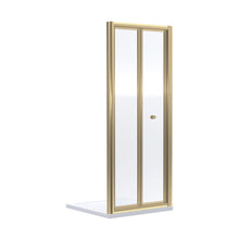Nuie Rene 1900 X 800mm Bi-fold Shower Door Contemporary Brushed Brass Aluminium 1900x790x39mm - JJ Building Materials