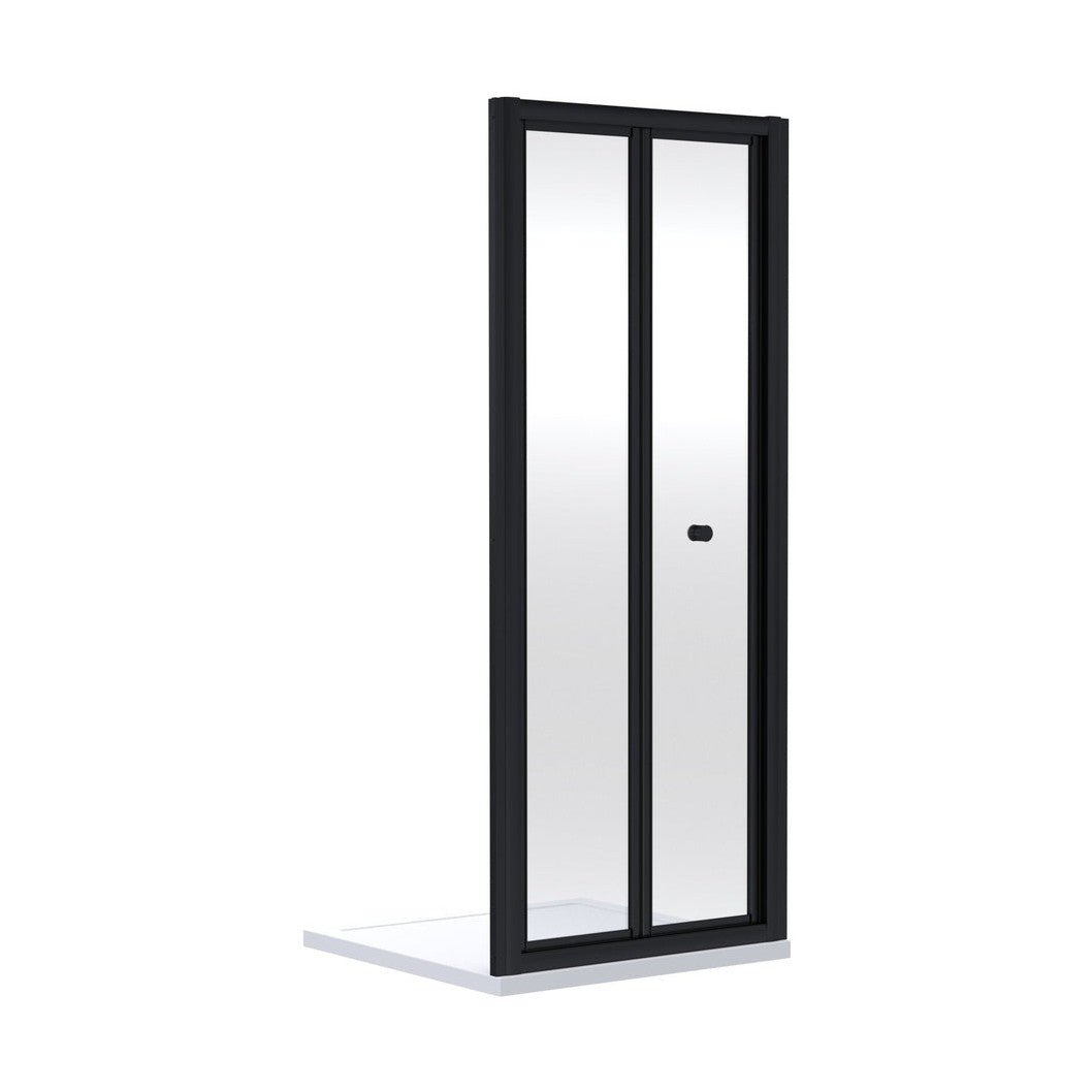 Nuie Rene 1900 X 800mm Bi-fold Shower Door Contemporary Matt Black Aluminium 1900x790x39mm - JJ Building Materials