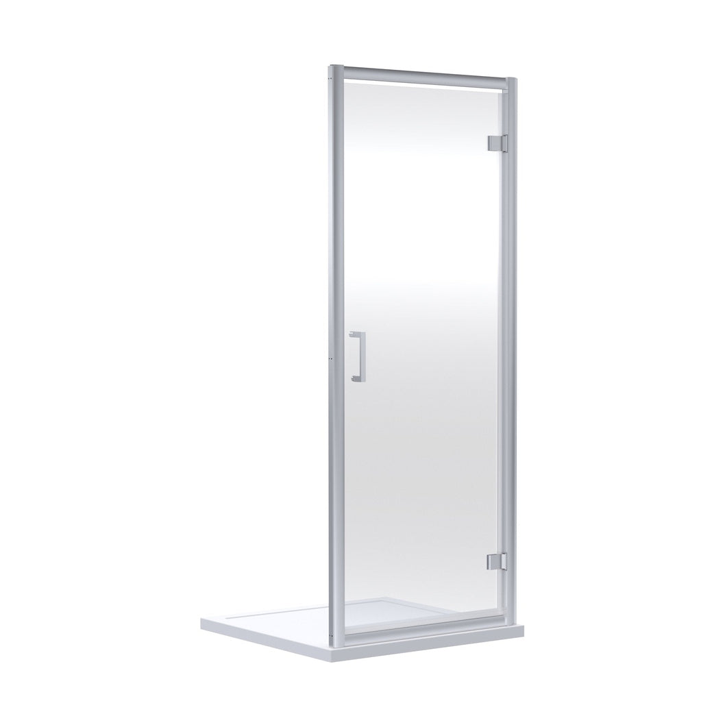 Nuie Rene 1900 X 800mm Hinged Shower Door Contemporary Chrome Aluminium 1900x790x44mm - JJ Building Materials