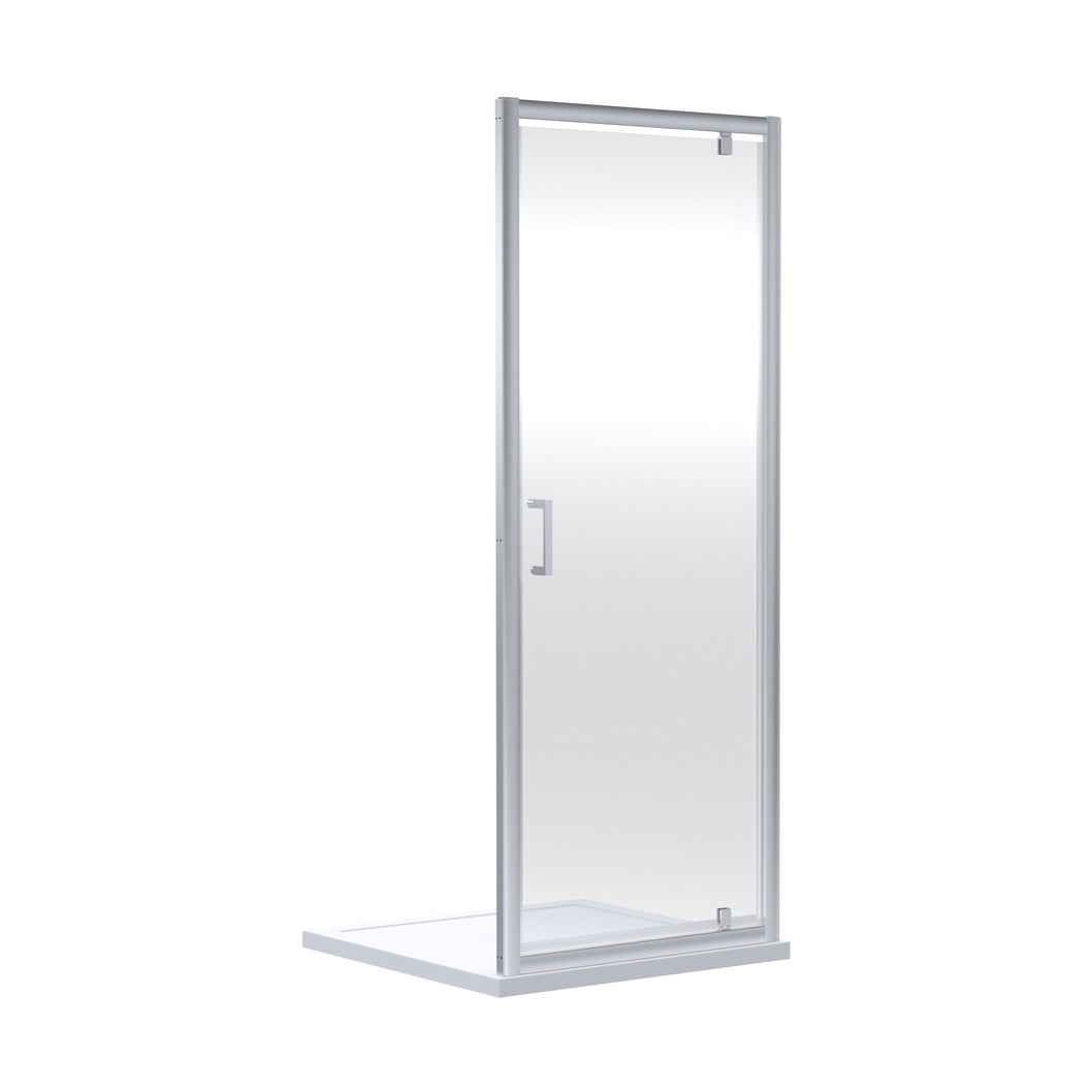 Nuie Rene 1900 X 800mm Pivot Shower Door Contemporary Chrome Aluminium 1900x795x44mm - JJ Building Materials