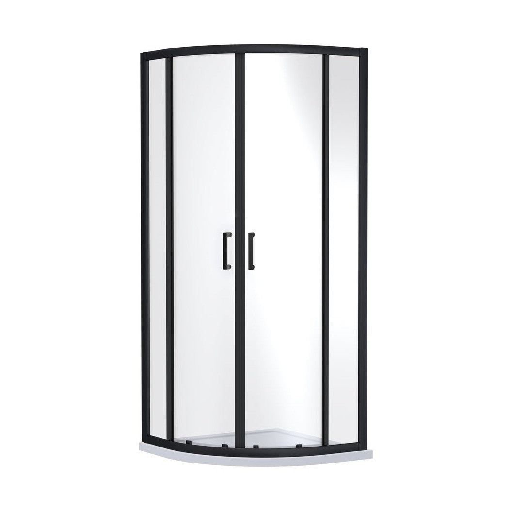 Nuie Rene 1900 X 900 X 900mm Quandrant Shower Enclosure Contemporary Matt Black Aluminium 1900x880x880mm - JJ Building Materials
