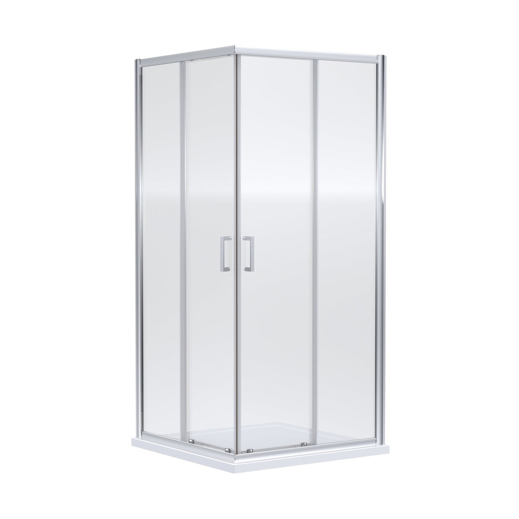 Nuie Rene 1900 X 900mm Corner Entry Contemporary Chrome Aluminium 1900x885x885mm - JJ Building Materials