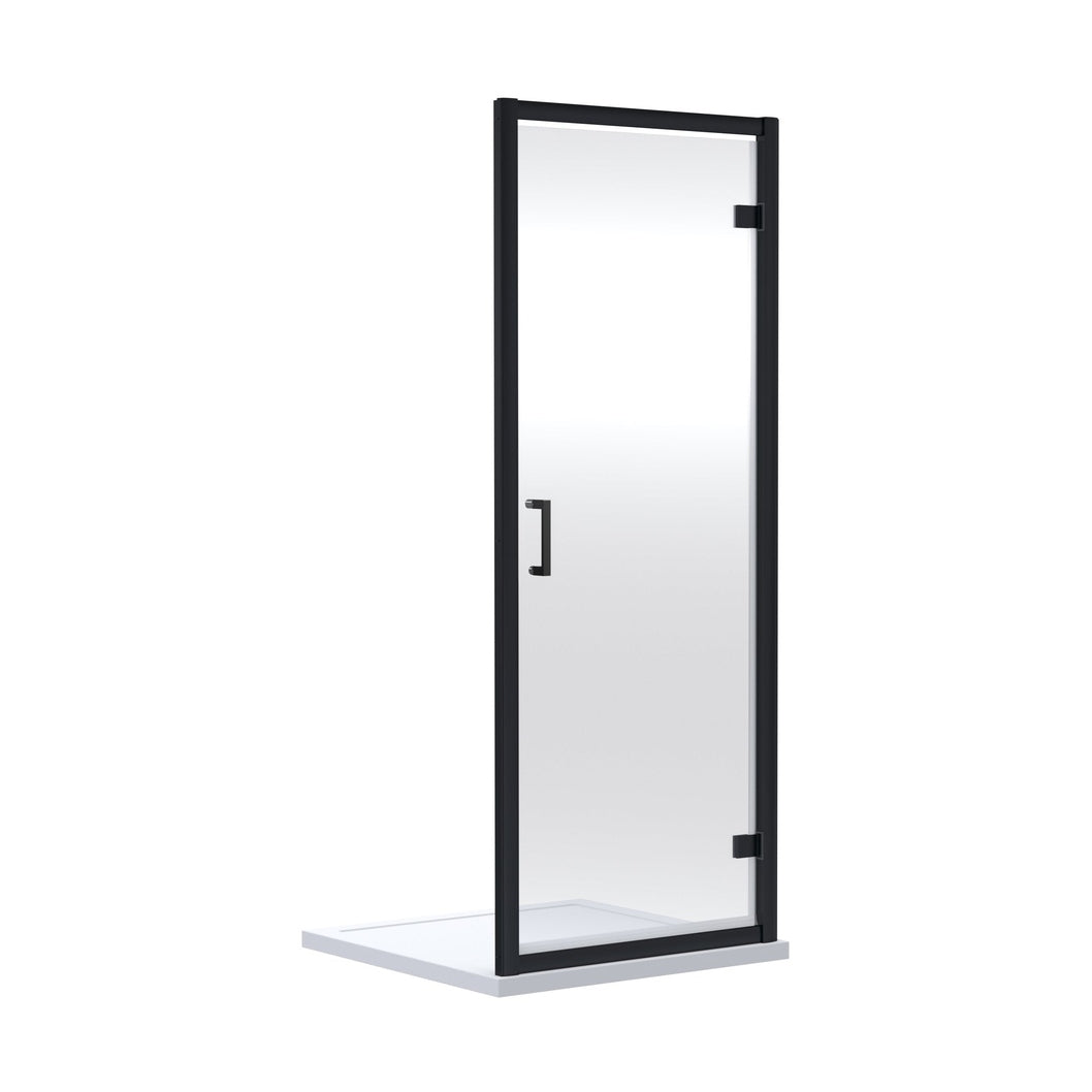 Nuie Rene 1900 X 900mm Hinged Shower Door Contemporary Matt Black Aluminium 1900x890x44mm - JJ Building Materials