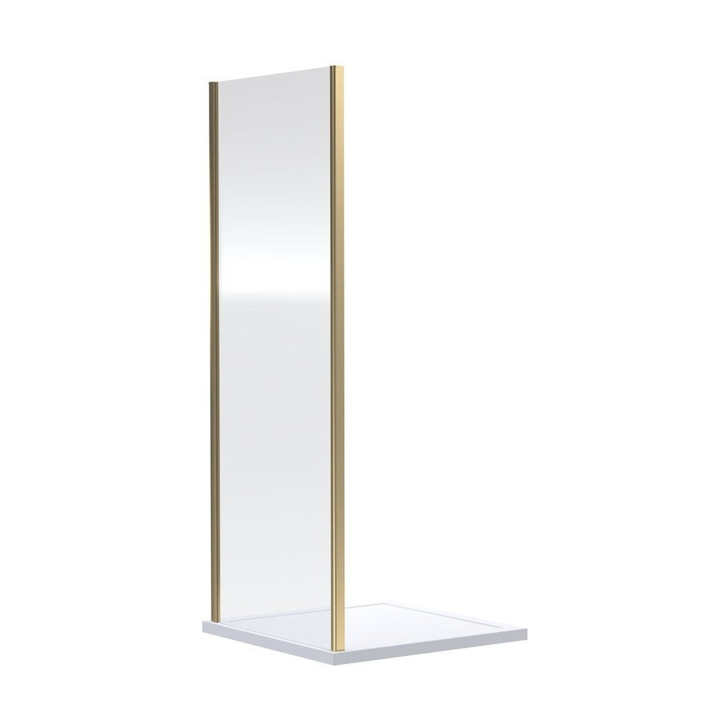 Nuie Rene 1900 X 900mm Side Panel Contemporary Brushed Brass Aluminium 1900x890x31mm - JJ Building Materials