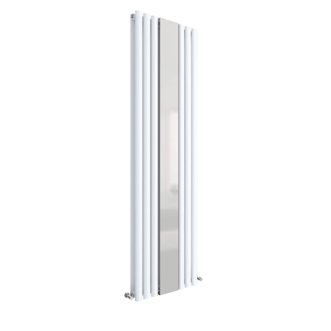 Nuie Revive Double Panel Radiator With Mirror 1800 X 499 Contemporary White High Gloss Steel 1800x499x78mm - JJ Building Materials