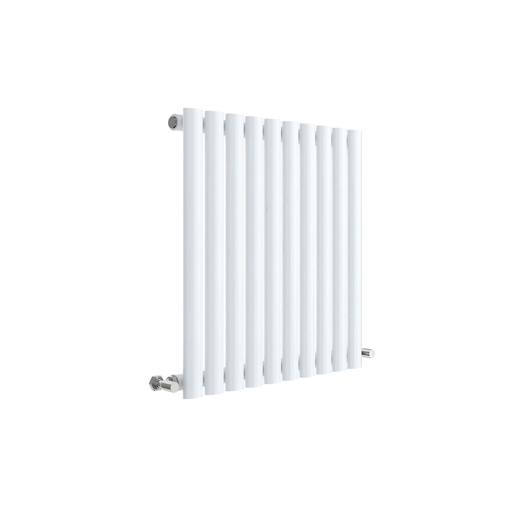 Nuie Revive Horizontal Single Panel Radiator 600 X 586 Contemporary White High Gloss Steel 600x586x55mm - JJ Building Materials