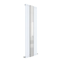 Nuie Revive Single Panel Radiator With Mirror 1800 X 499 Contemporary White High Gloss Steel 1800x499x55mm - JJ Building Materials