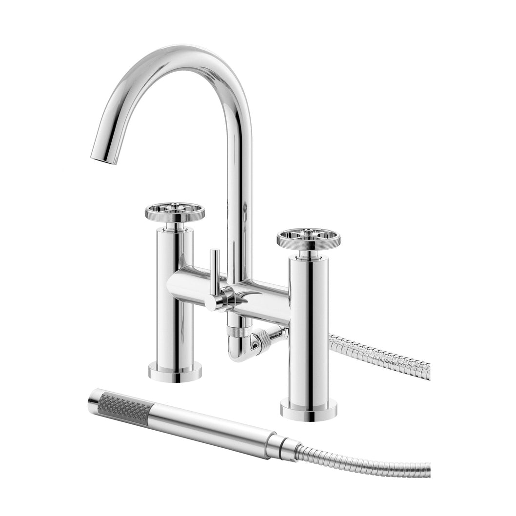 Nuie Revolution Bath Shower Mixer Contemporary Chrome Brass 319x230x50mm - JJ Building Materials