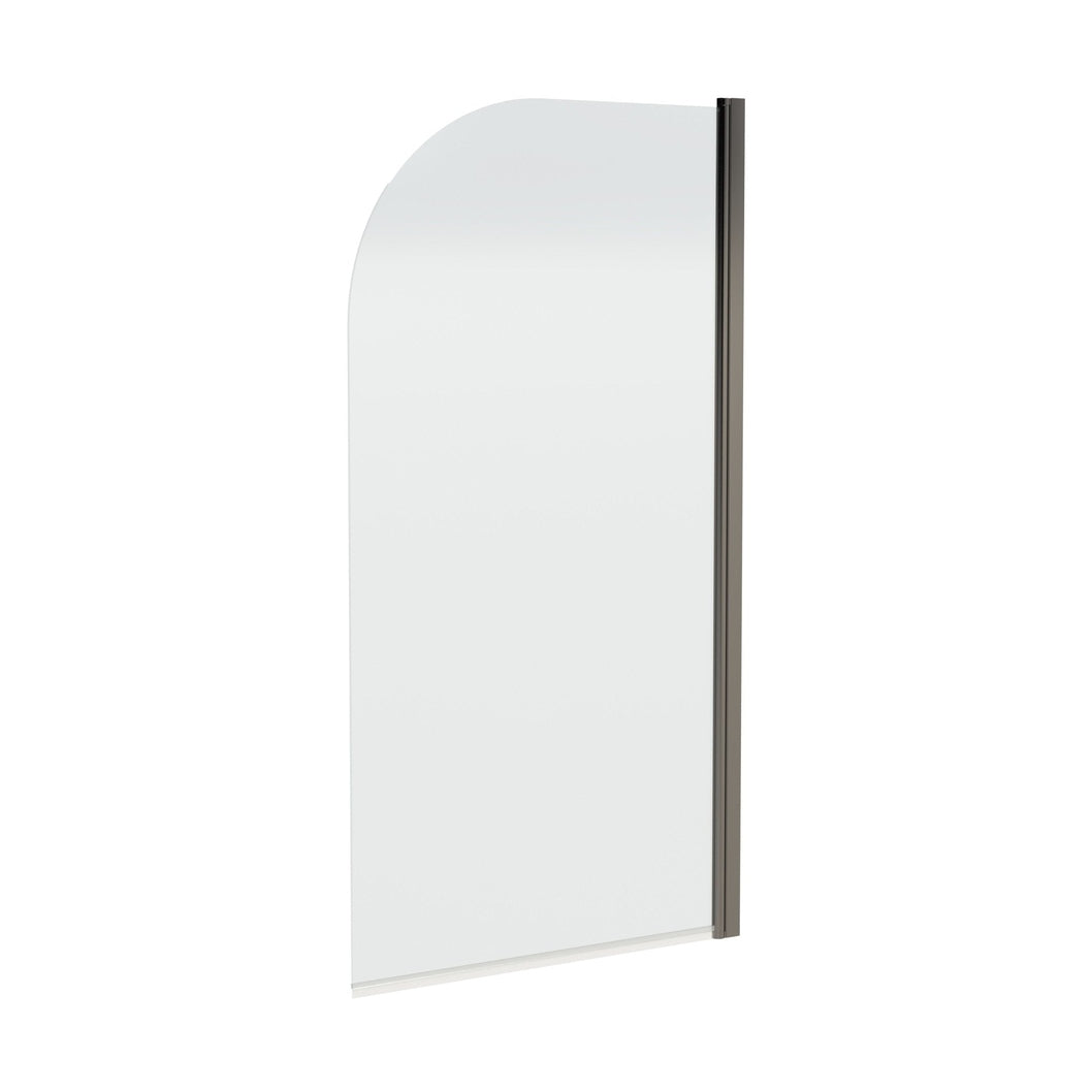 Nuie Round Bath Screen - 6mm Contemporary Brushed Pewter Aluminium 1430x790x24mm - JJ Building Materials