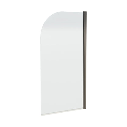 Nuie Round Bath Screen - 6mm Contemporary Brushed Pewter Aluminium 1430x790x24mm - JJ Building Materials