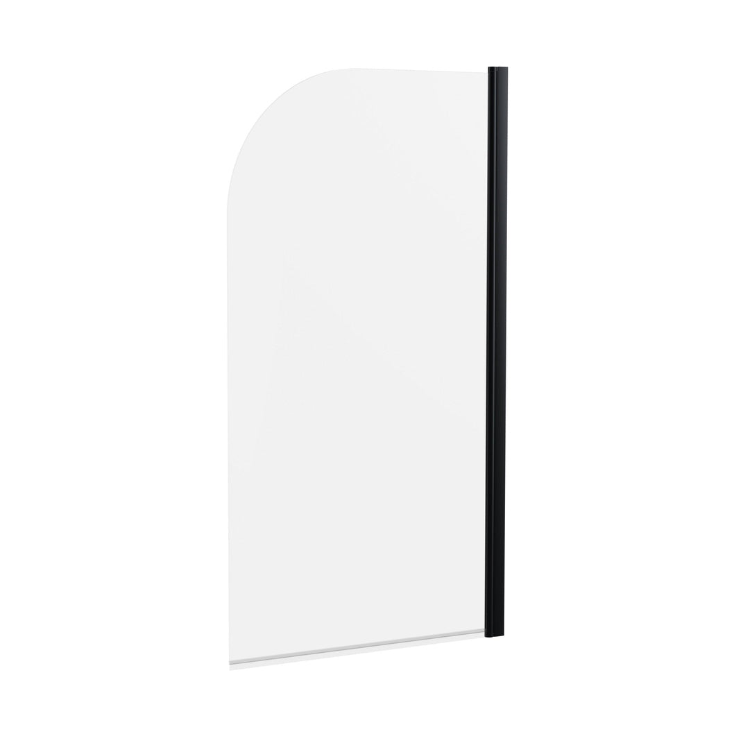 Nuie Round Bath Screen Contemporary Matt Black Aluminium 1430x790x24mm - JJ Building Materials