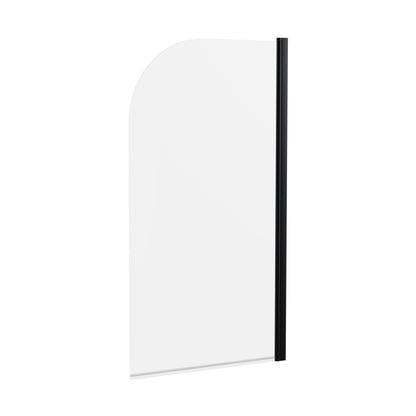 Nuie Round Bath Screen Contemporary Matt Black Aluminium 1430x790x24mm - JJ Building Materials