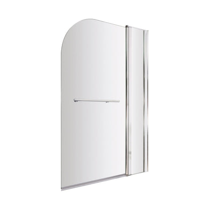 Nuie Round Bath Screen Fixed Panel & Rail Contemporary Chrome Aluminium 1433x998x24mm - JJ Building Materials