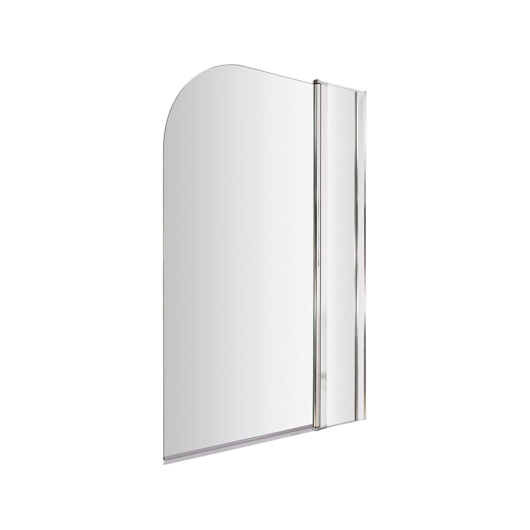 Nuie Round Bath Screen With Fixed Panel Contemporary Chrome Aluminium 1433x998x24mm - JJ Building Materials