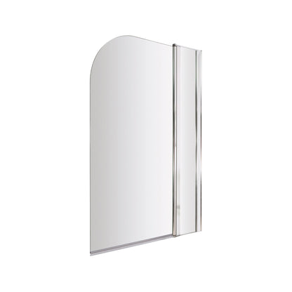 Nuie Round Bath Screen With Fixed Panel Contemporary Chrome Aluminium 1433x998x24mm - JJ Building Materials