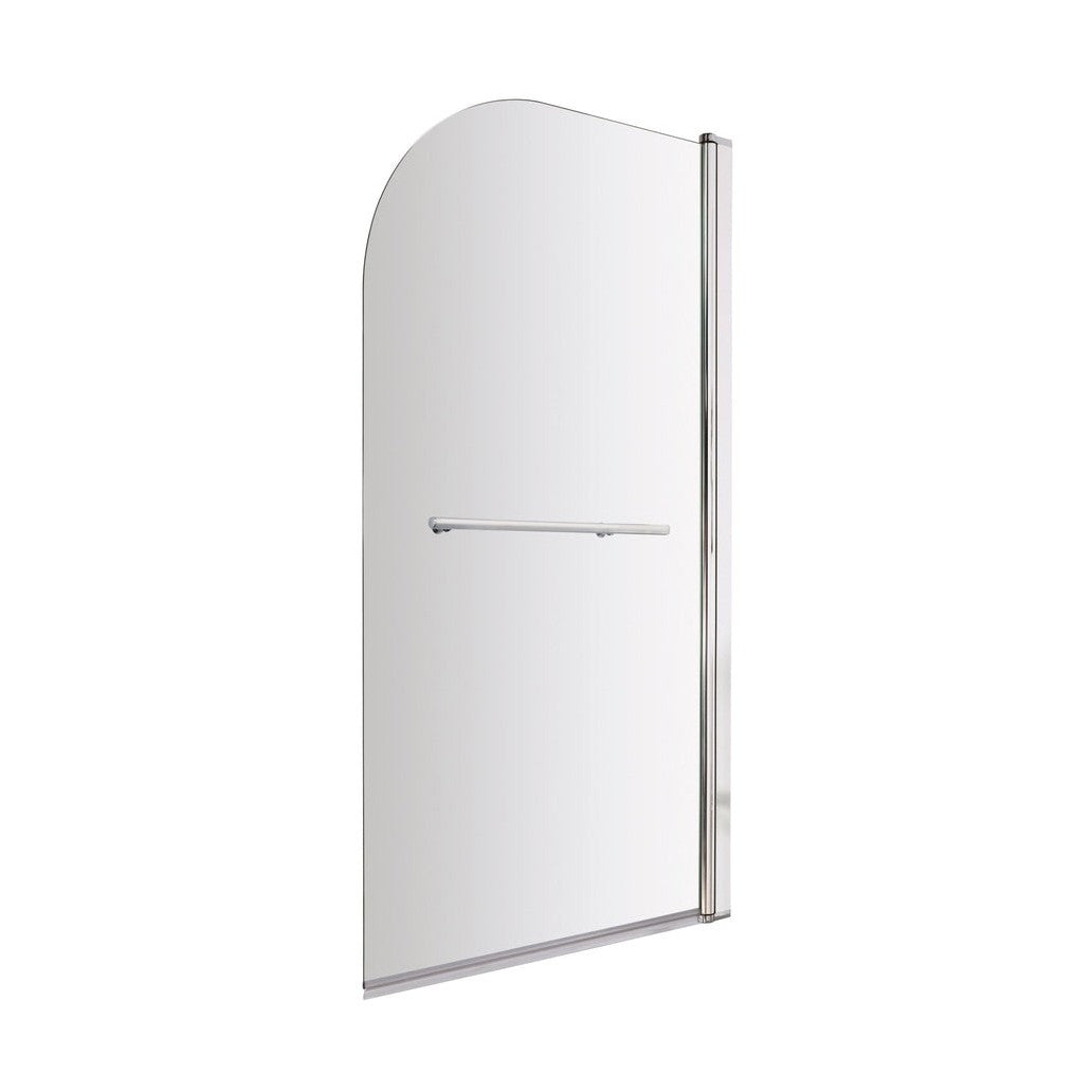 Nuie Round Bath Screen With Rail Contemporary Chrome Aluminium 1430x790x24mm - JJ Building Materials