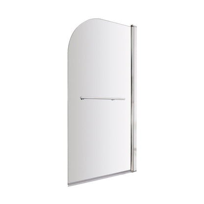 Nuie Round Bath Screen With Rail Contemporary Chrome Aluminium 1430x790x24mm - JJ Building Materials