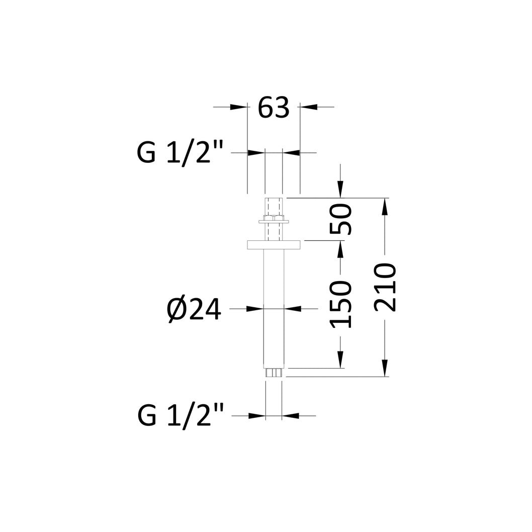 Nuie Round Ceiling Arm 150mm Contemporary Brushed Pewter Brass 150x63x63mm - JJ Building Materials