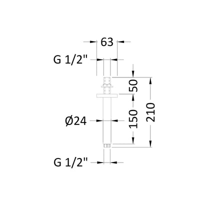 Nuie Round Ceiling Arm 150mm Contemporary Brushed Pewter Brass 150x63x63mm - JJ Building Materials