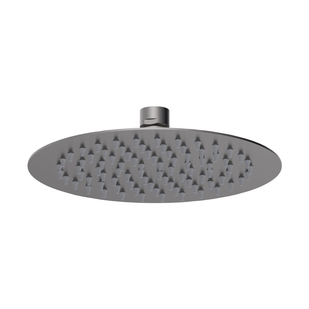 Nuie Round Fixed Head 200mm Diameter Contemporary Brushed Pewter Stainless Steel 56x200x200mm - JJ Building Materials