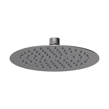 Nuie Round Fixed Head 200mm Diameter Contemporary Brushed Pewter Stainless Steel 56x200x200mm - JJ Building Materials