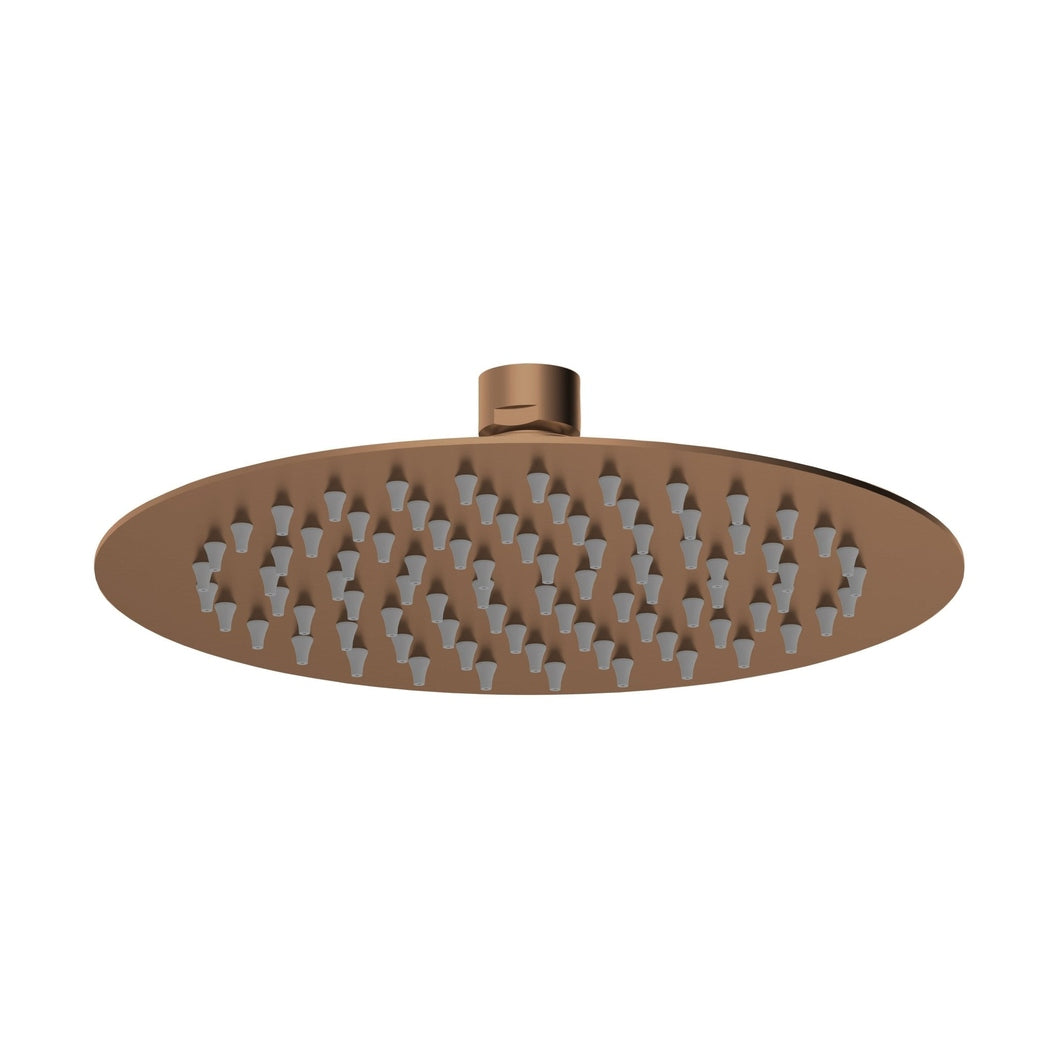 Nuie Round Fixed Head 200mm In Diameter Contemporary Brushed Bronze Stainless Steel 56x200x200mm - JJ Building Materials