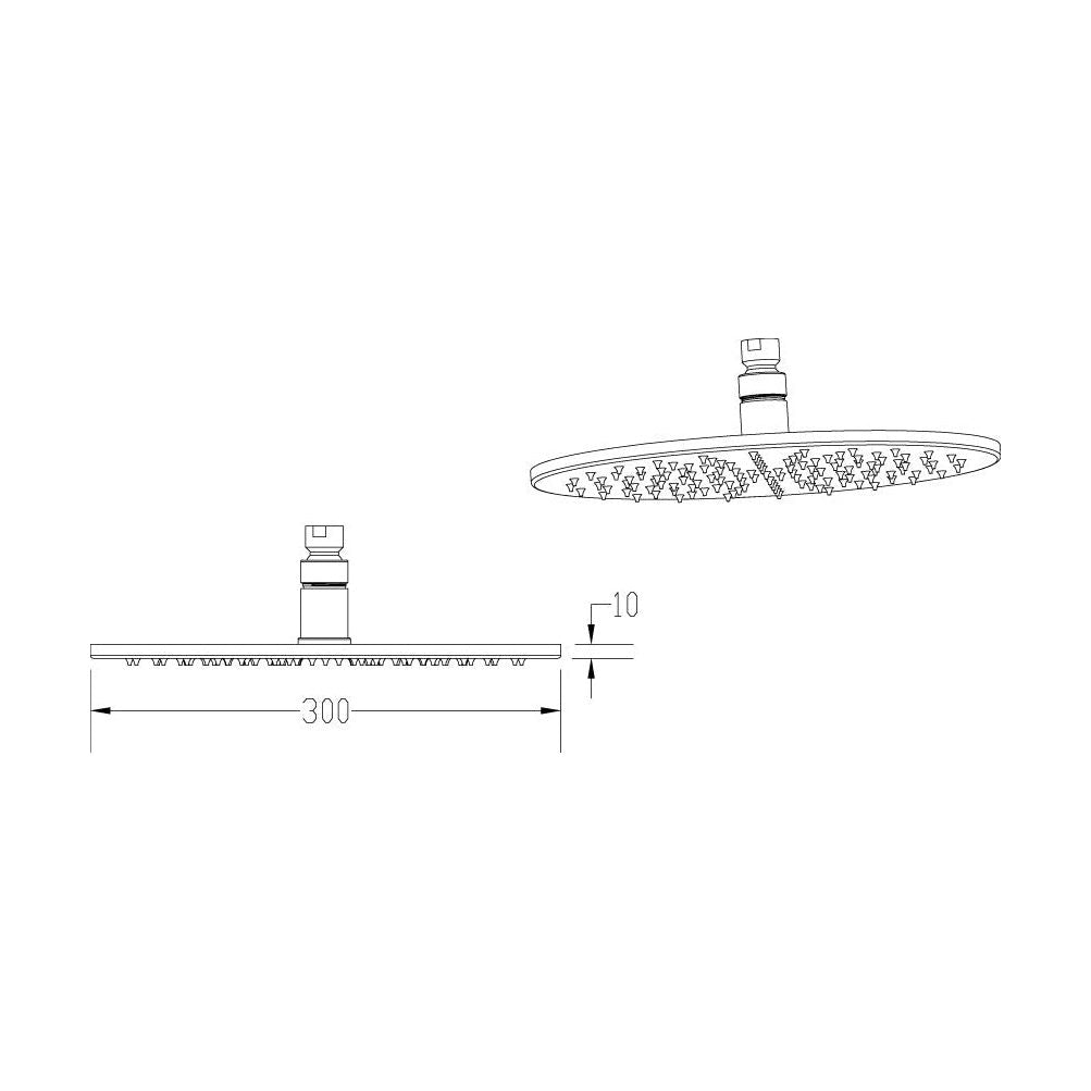 Nuie Round Led Fixed Head Contemporary Chrome Brass 58x300x300mm - JJ Building Materials