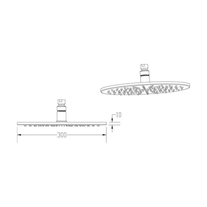 Nuie Round Led Fixed Head Contemporary Chrome Brass 58x300x300mm - JJ Building Materials