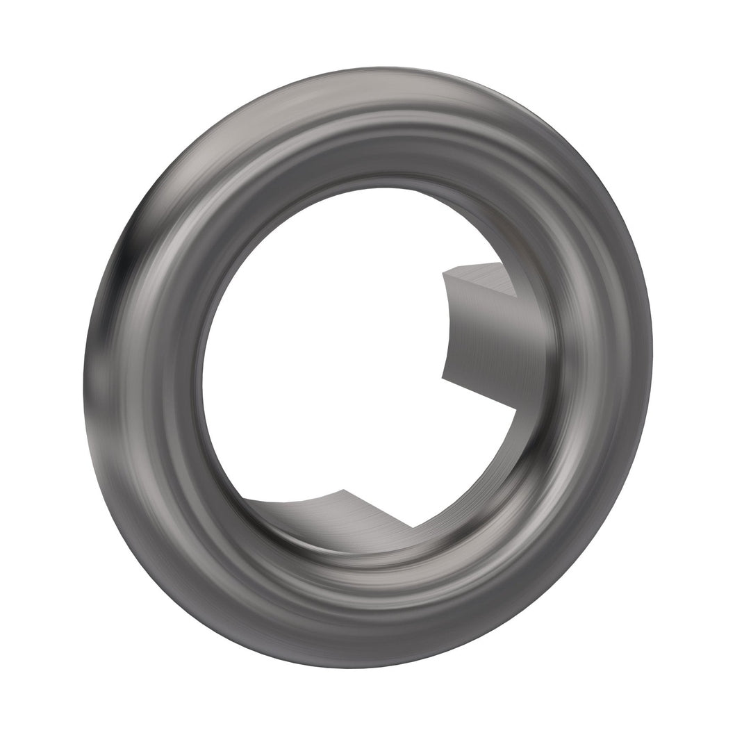 Nuie Round Overflow Cover Contemporary Brushed Pewter Brass ABS 30x30x15mm - JJ Building Materials