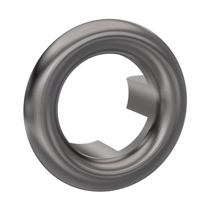 Nuie Round Overflow Cover Contemporary Brushed Pewter Brass ABS 30x30x15mm - JJ Building Materials