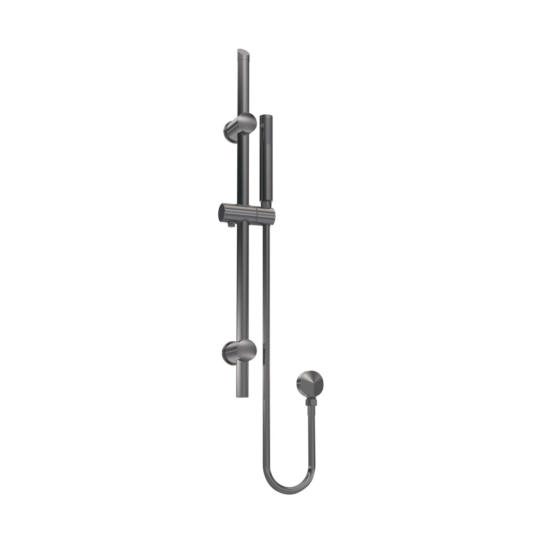 Nuie Round Slider Rail Kit With Elbow Contemporary Brushed Pewter Brass ABS 740x140x76mm - JJ Building Materials