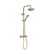 Nuie Round Thermostatic Bar Valve & Shower Kit Contemporary Brushed Brass Brass ABS 1245x267x429mm - JJ Building Materials