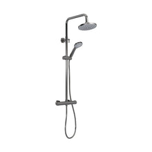 Nuie Round Thermostatic Bar Valve & Shower Kit Contemporary Brushed Pewter Brass ABS 1245x267x429mm - JJ Building Materials