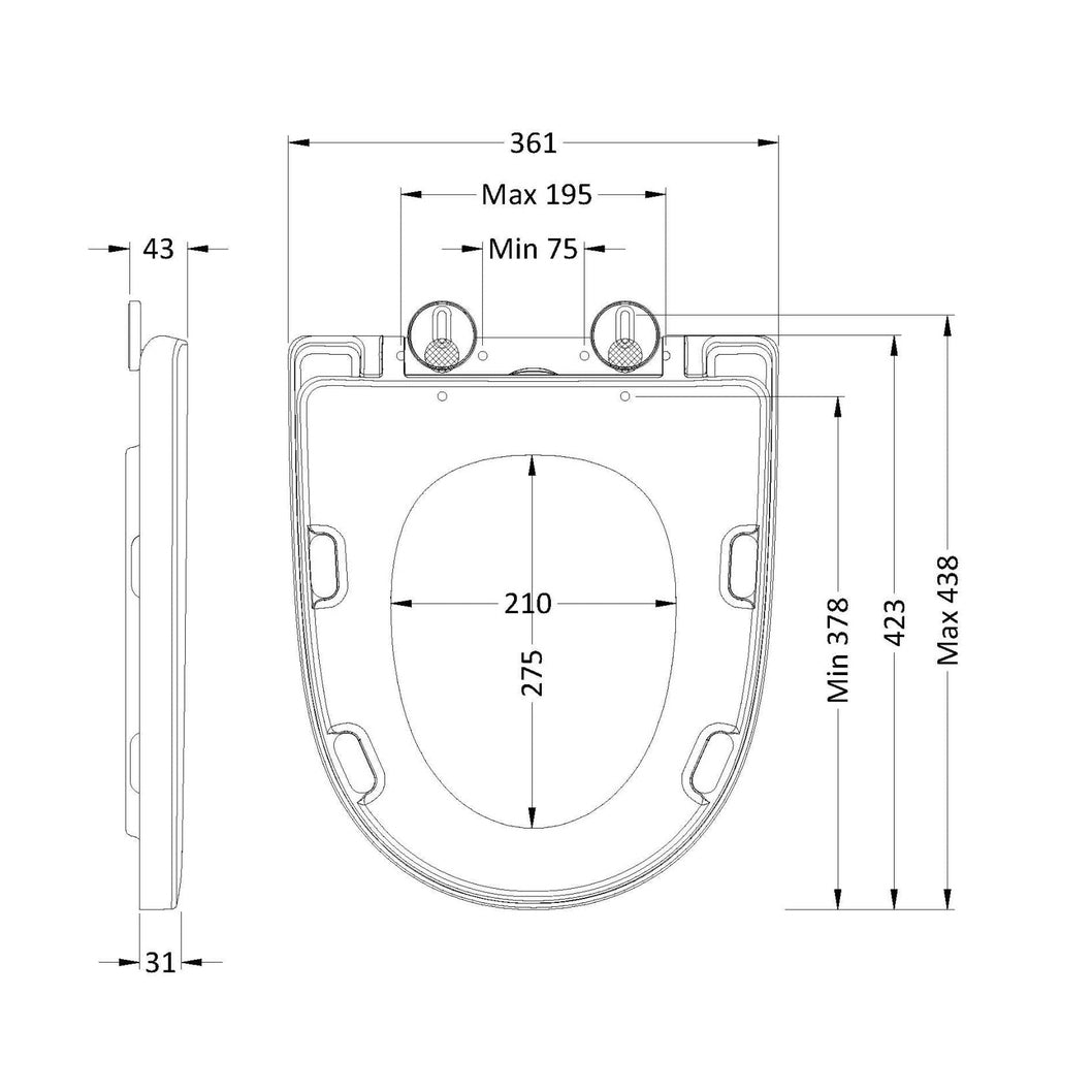 Nuie Round Wrapover Seat Contemporary White Stainless Steel Nylon,urea 43x361x438mm - JJ Building Materials