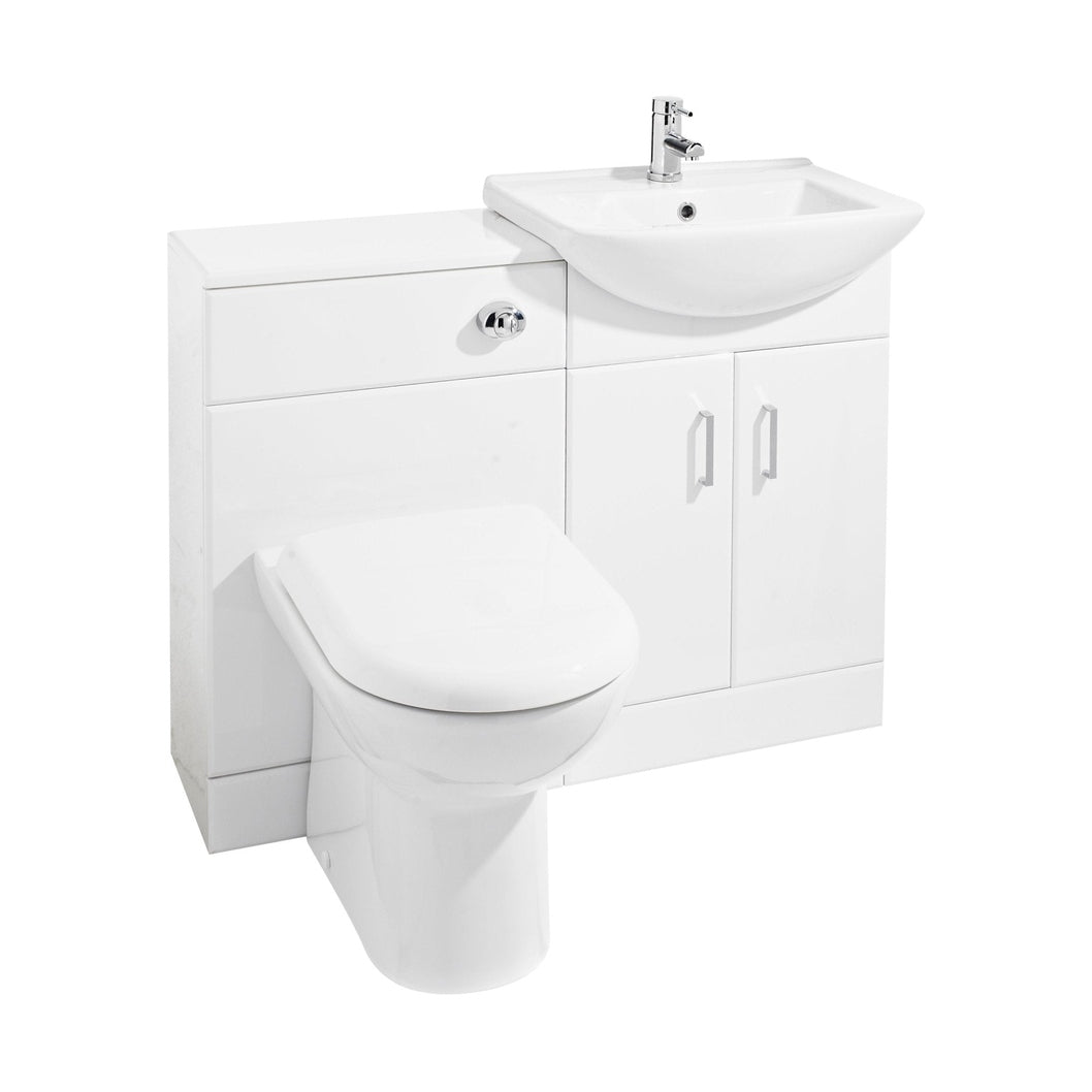Nuie Saturn Furniture Pack With Square Basin Contemporary Gloss White MFC Painted Gloss 827x1063x423mm - JJ Building Materials