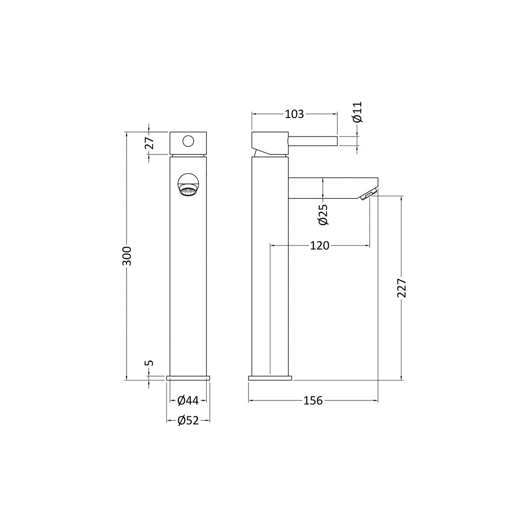 Nuie Series Two High Rise Mixer Contemporary Chrome Brass,plastic 300x52x156mm - JJ Building Materials