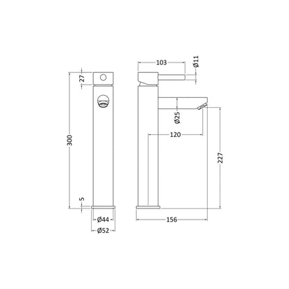 Nuie Series Two High Rise Mixer Contemporary Chrome Brass,plastic 300x52x156mm - JJ Building Materials
