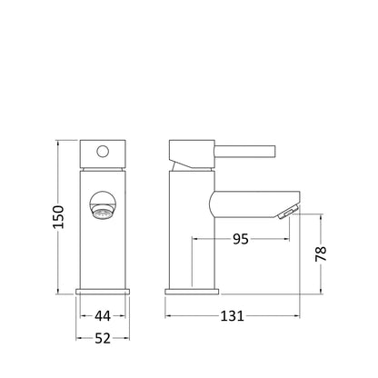 Nuie Series Two Mono Basin Mixer Contemporary Chrome Brass,plastic 150x52x131mm - JJ Building Materials