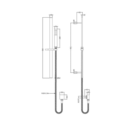 Nuie Sheer Rectangular Slider Rail Kit Contemporary Brushed Bronze ABS,brass 685x129x65mm - JJ Building Materials
