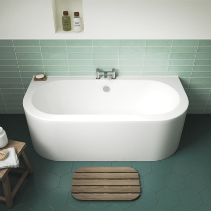 Nuie Shingle Curved Back To Wall Bath & Panel Contemporary White Acrylic - JJ Building Materials