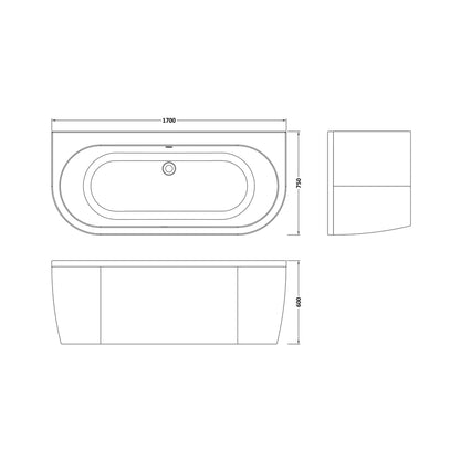 Nuie Shingle Curved Back To Wall Bath & Panel Contemporary White Acrylic - JJ Building Materials