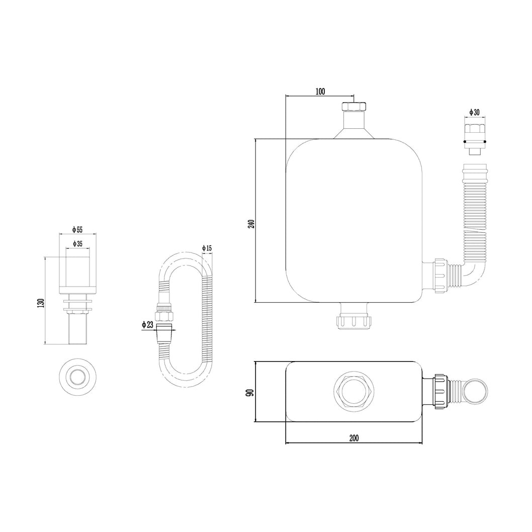 Nuie Shower Accessories Deck Shower Kit Contemporary Chrome Plastic 90x220x335mm - JJ Building Materials