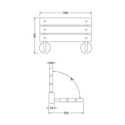 Nuie Shower Accessories Shower Seat Contemporary Chrome Wood 345x500x345mm - JJ Building Materials