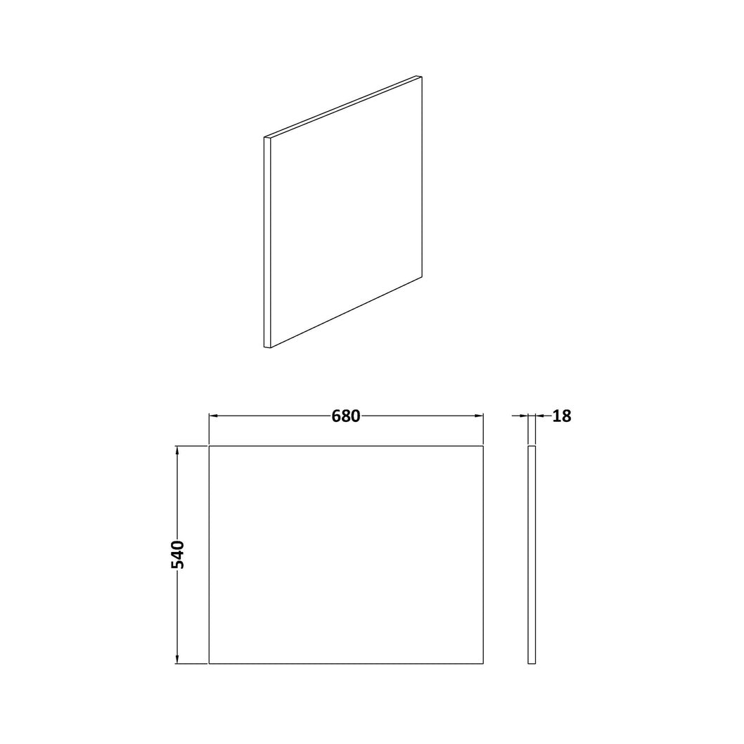 Nuie Shower Bath End Panel (700mm) Contemporary Gloss White MDF Painted Gloss 540x680x18mm - JJ Building Materials