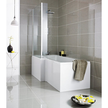 Nuie Shower Bath End Panel (700mm) Contemporary Gloss White MDF Painted Gloss 540x680x18mm - JJ Building Materials
