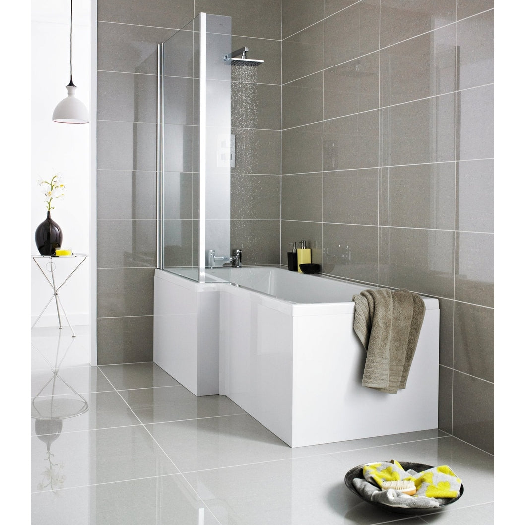 Nuie Shower Bath Front Panel (1700mm) Contemporary Gloss White MDF Painted Gloss 540x1698x163mm - JJ Building Materials