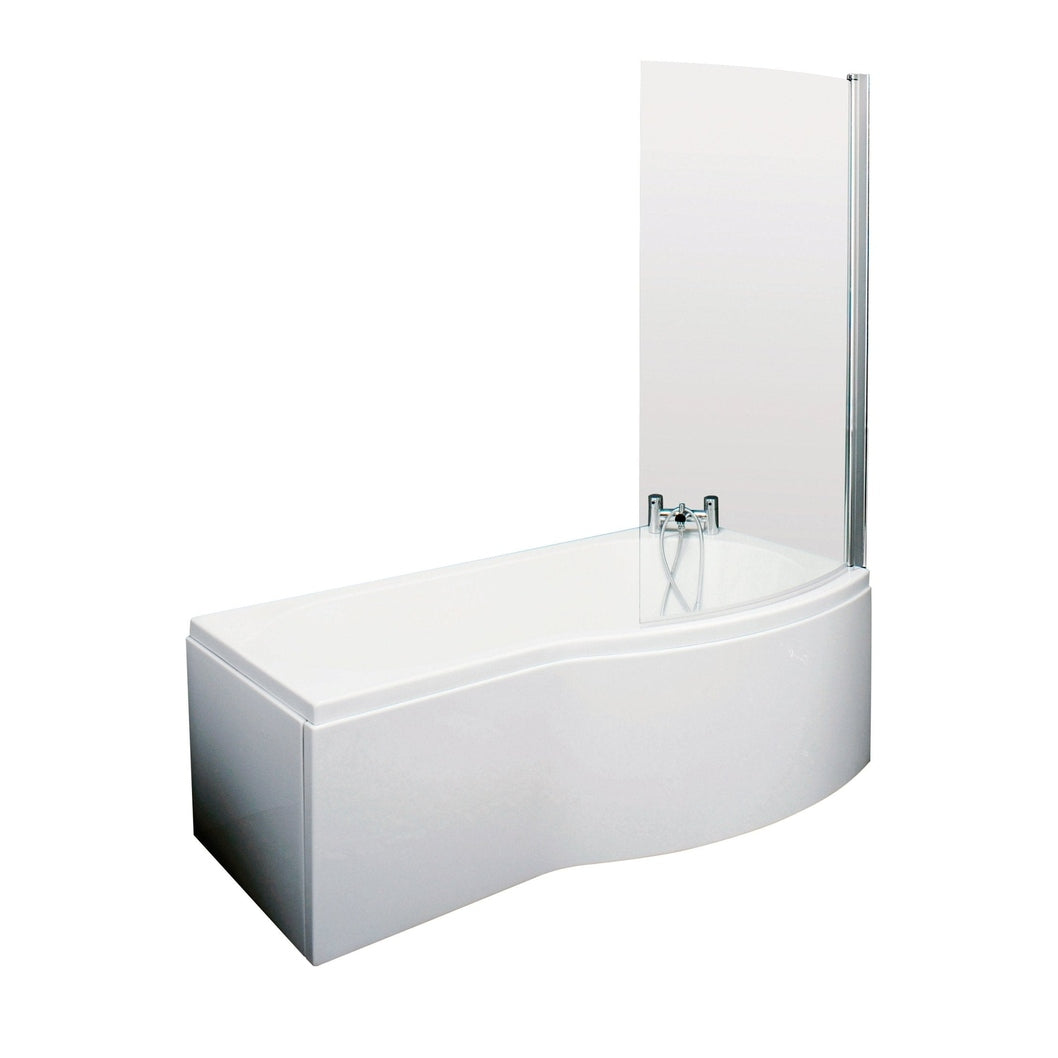 Nuie Shower Baths 1500mm B Shaped Right Hand Bath Set Contemporary White Acrylic,aluminium - JJ Building Materials